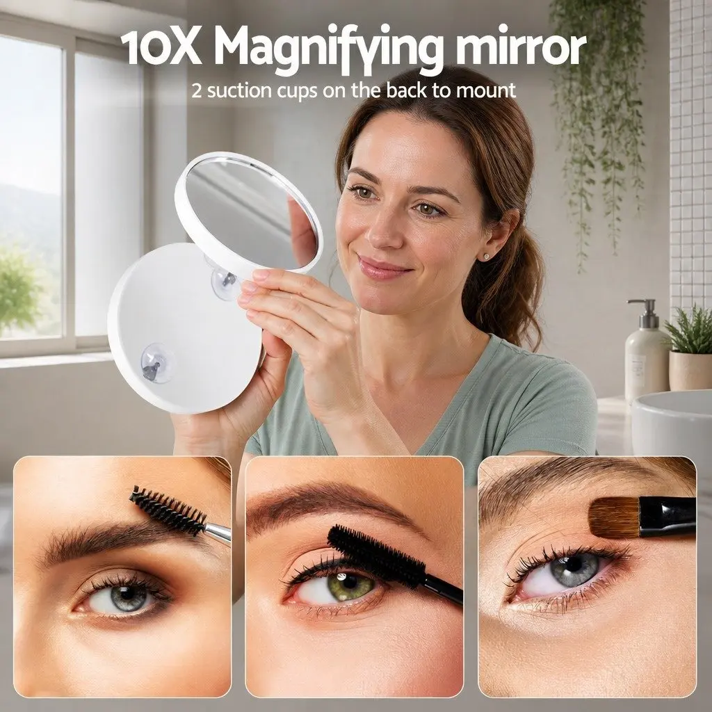 Makeup Mirror Aluminium Frame 60x50cm Black LED Light Touch Controls