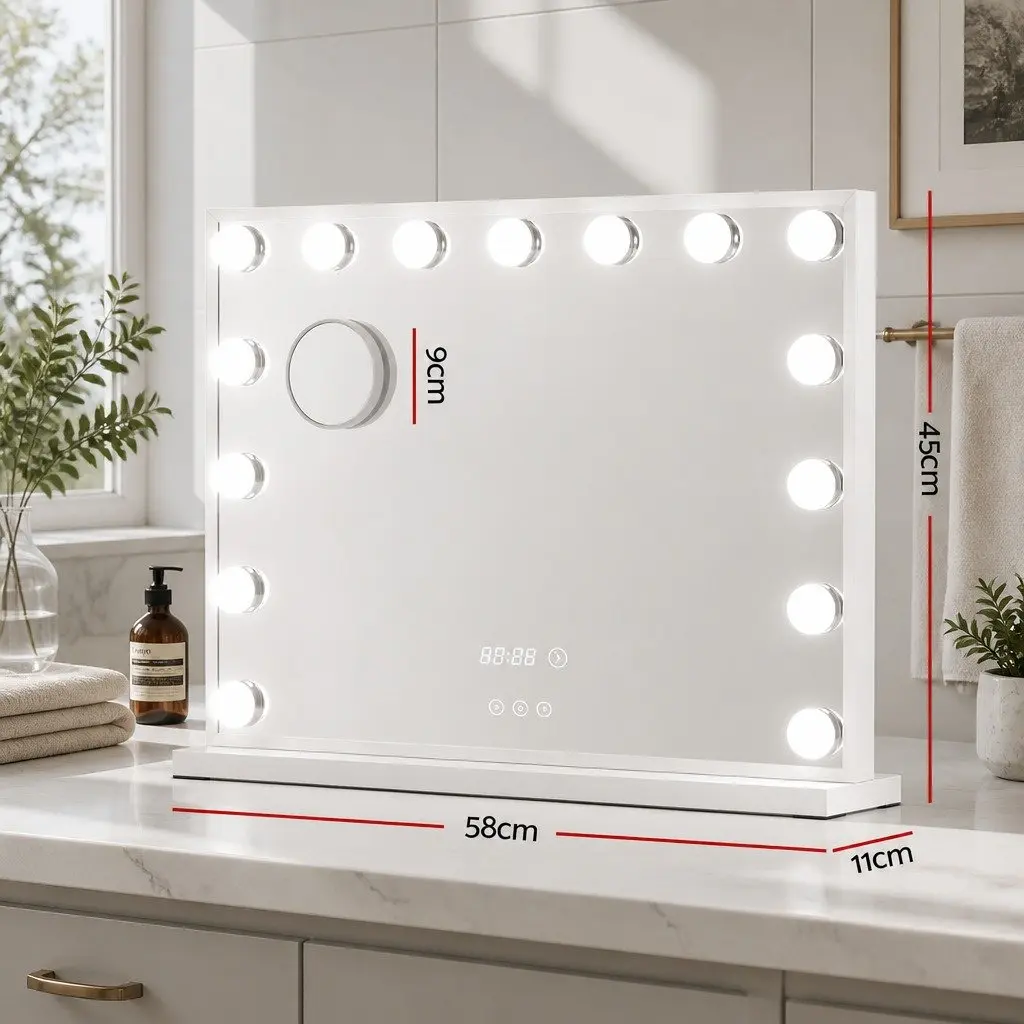 Makeup Mirror Metal and MDF 58x45cm Hollywood Vanity with Adjustable LED Light Yellow
