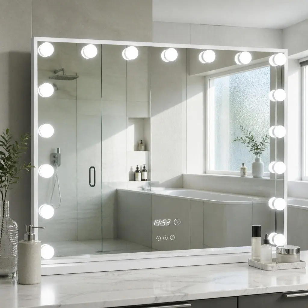 Makeup Mirror Metal MDF 80x60cm Yellow Hollywood Vanity LED Light Tabletop Adjustable Touch