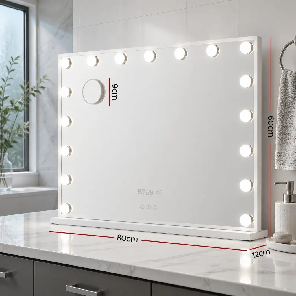 Makeup Mirror Metal MDF 80x60cm Yellow Hollywood Vanity LED Light Tabletop Adjustable Touch