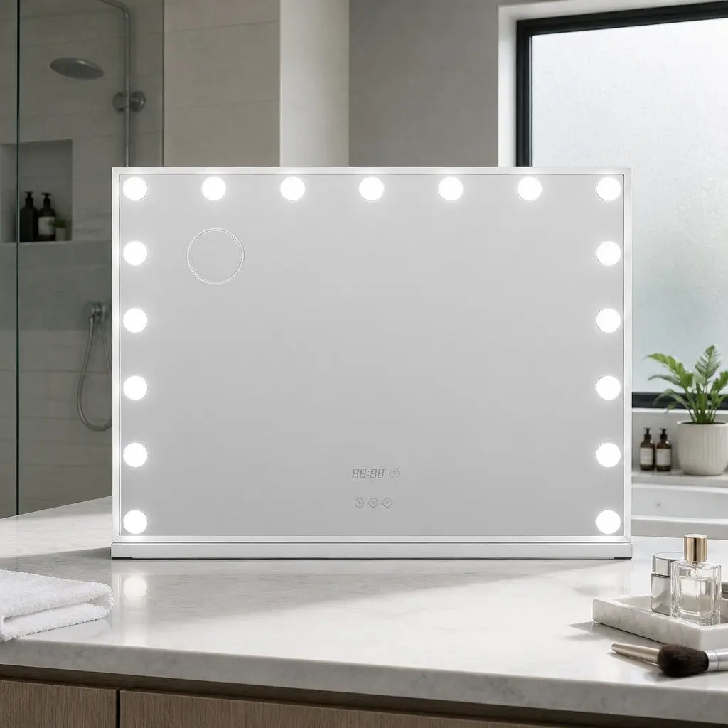 Makeup Mirror Metal MDF 80x60cm Yellow Hollywood Vanity LED Light Tabletop Adjustable Touch