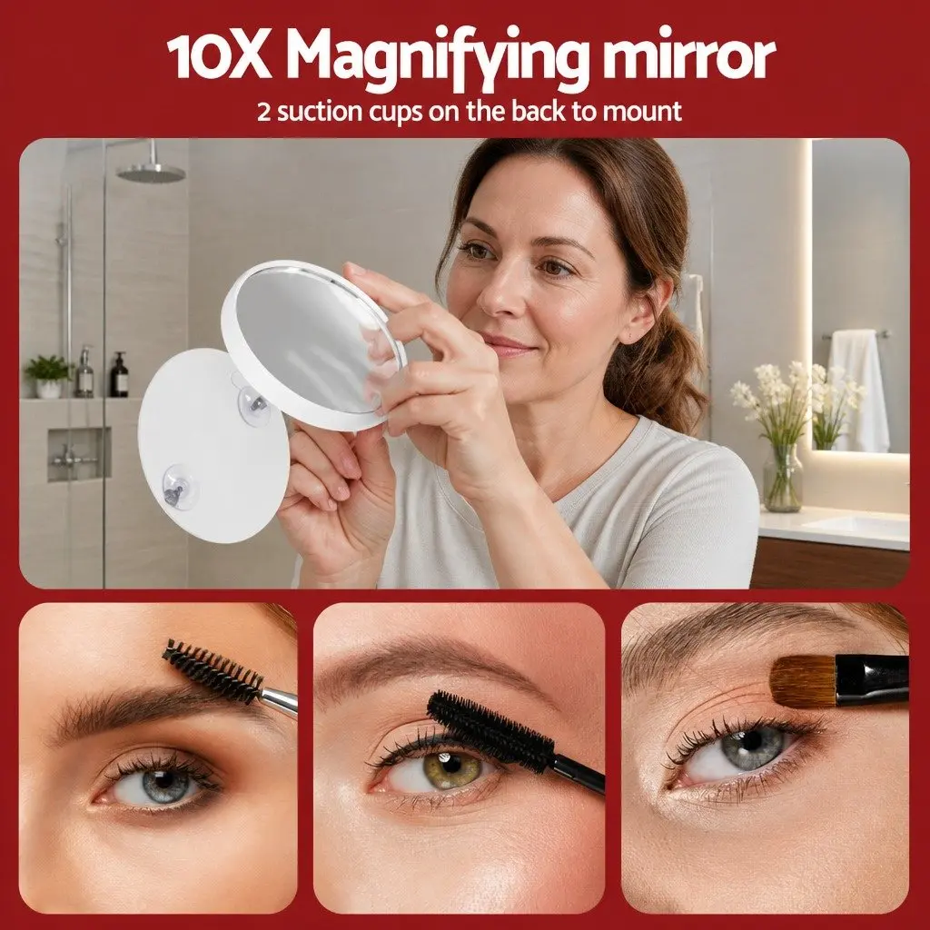 Makeup Mirror Metal MDF 60x52cm Yellow Free Standing LED Light Tabletop