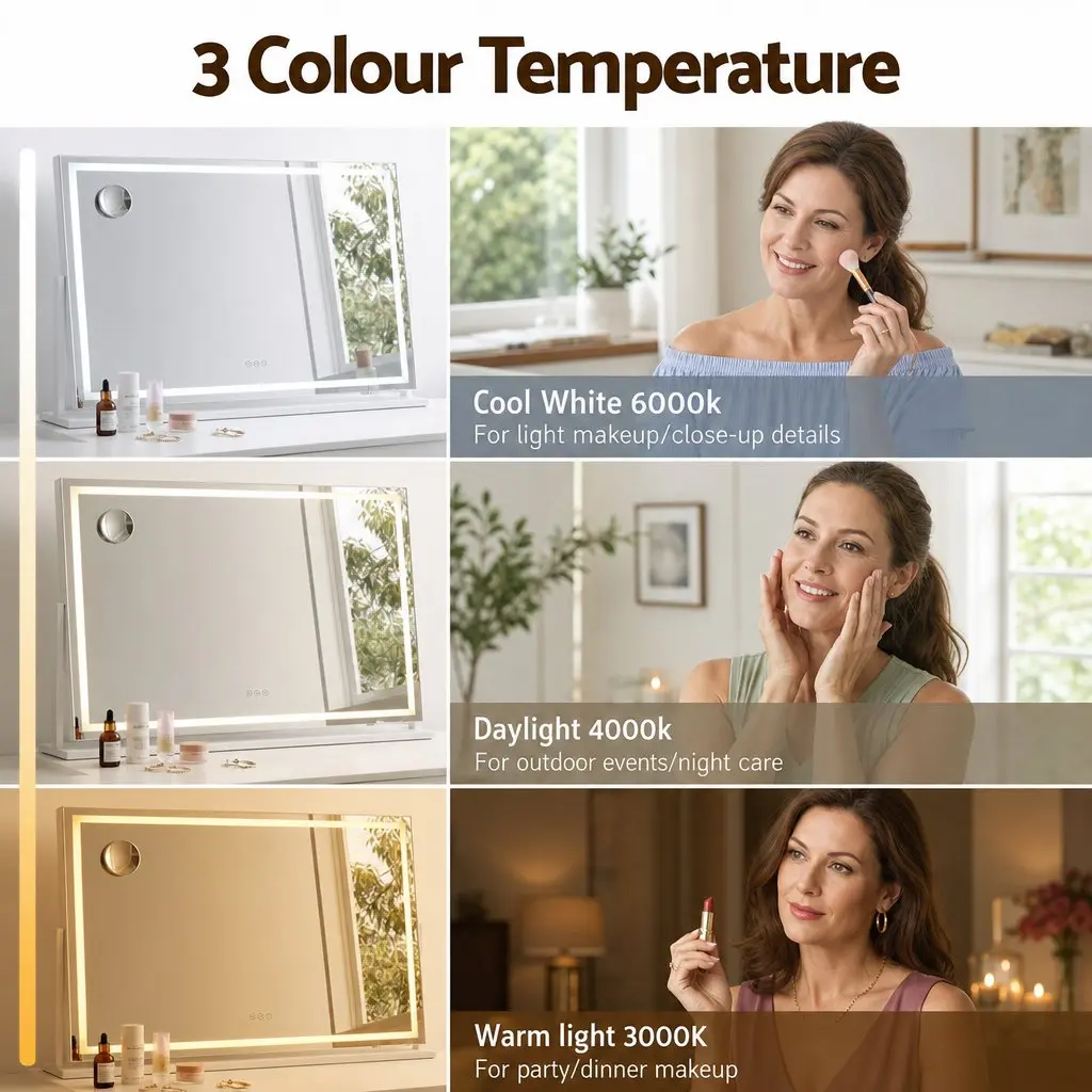 Makeup Mirror 90x60cm Rotatable LED White