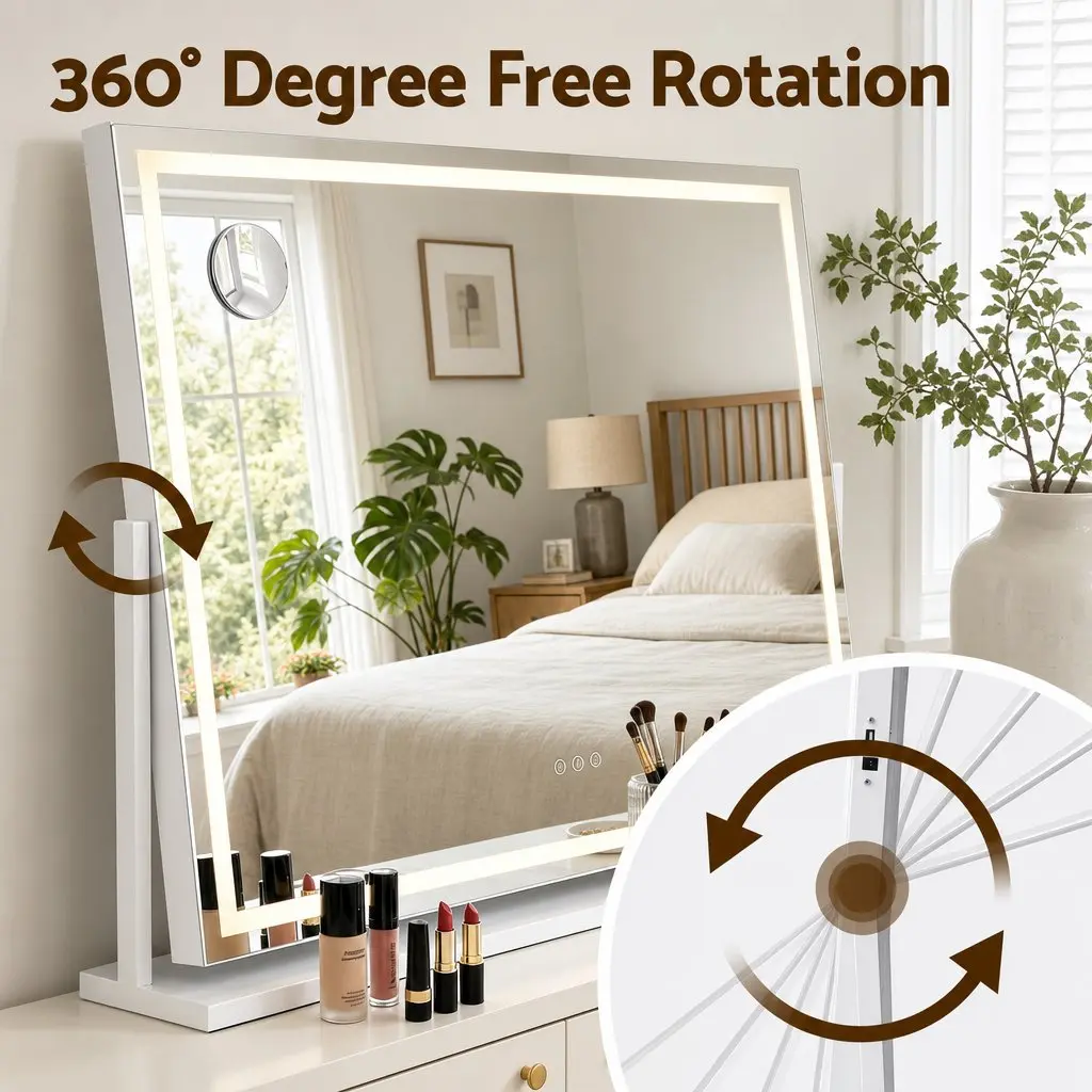 Makeup Mirror 90x60cm Rotatable LED White