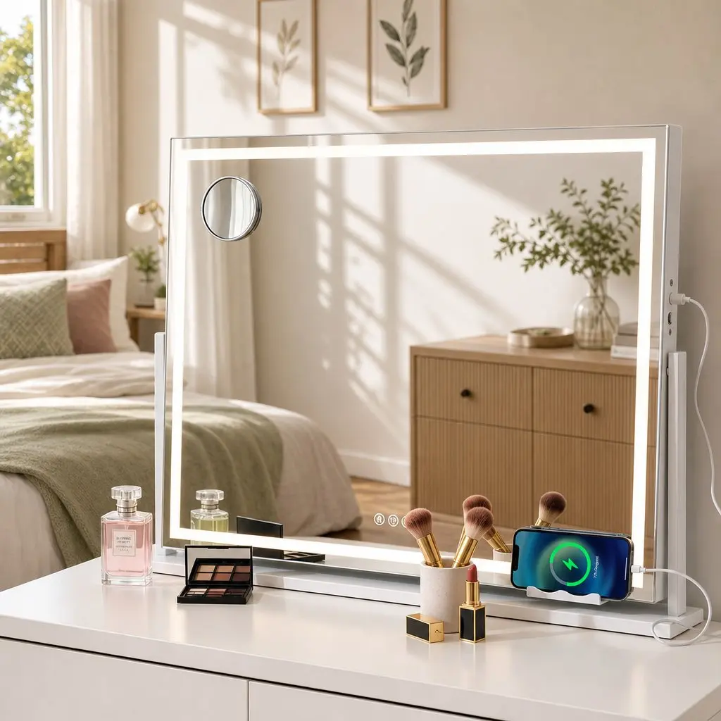 Makeup Mirror 90x60cm Rotatable LED White
