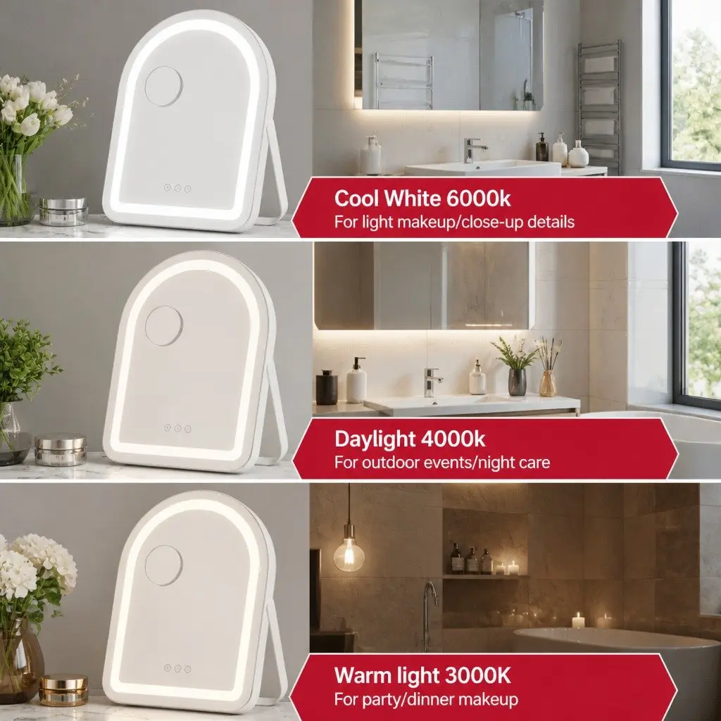 Makeup Mirror LED Dressing Vanity 35x45cm White with 5x Magnification Rotation