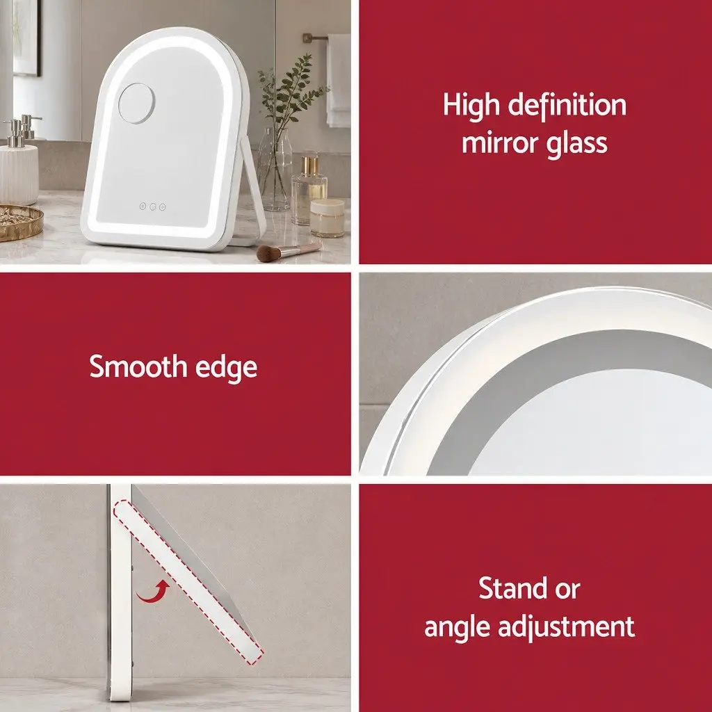 Makeup Mirror LED Dressing Vanity 35x45cm White with 5x Magnification Rotation