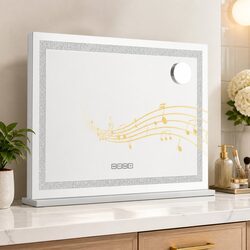 Lighted Makeup Mirror 80x58cm Hollywood Vanity LED Crystal Bluetooth Speaker