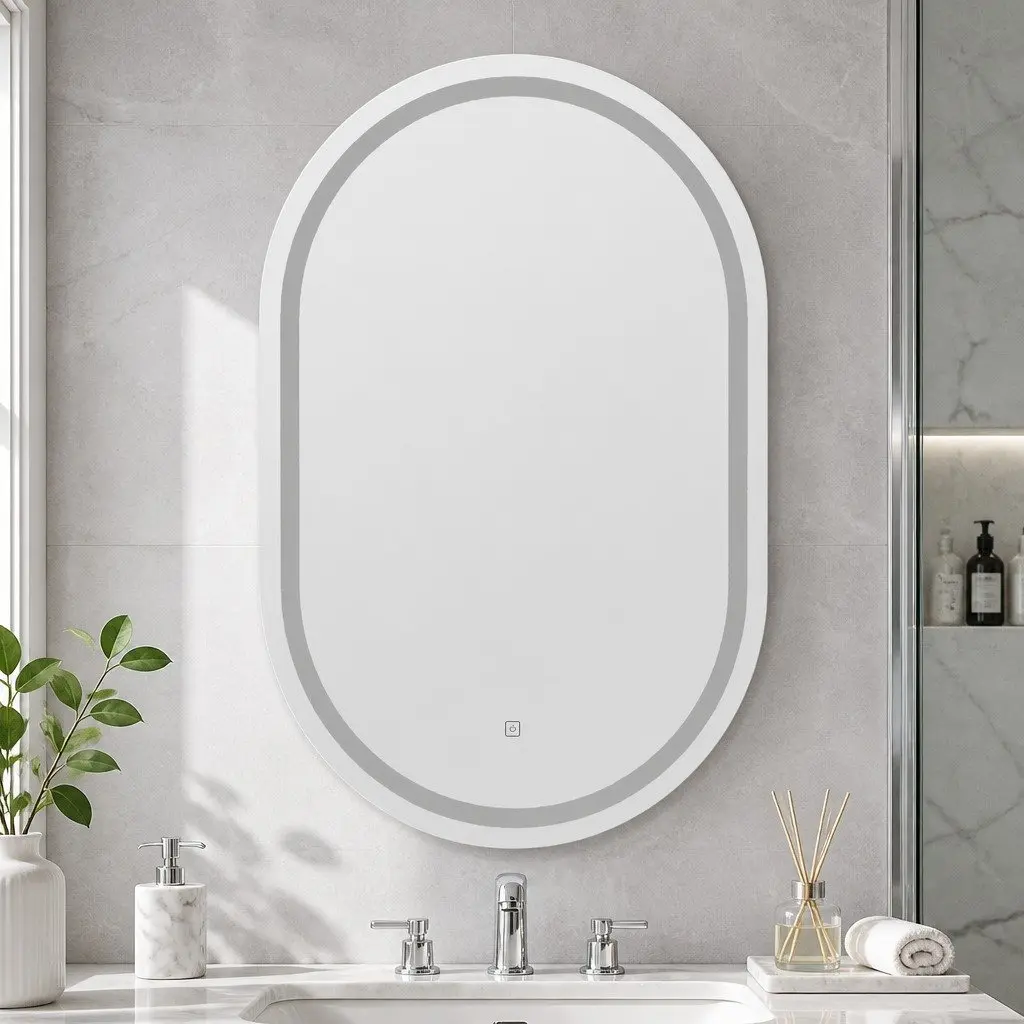 Oval Bathroom Vanity Mirror LED with Touch Control 50x75cm Anti-Fog Heating Function