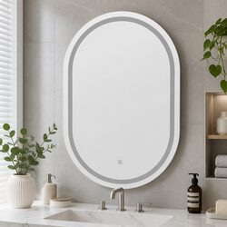 Oval LED Wall Mirror 50X75cm Bathroom Vanity Decor With Light Touch Control