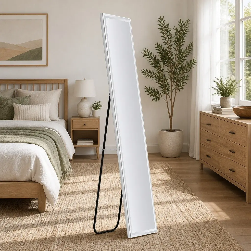 Full-Length LED Mirror Adjustable Brightness Colour Temperature Aluminium Alloy Frame 160cm H 40cm W Transparent