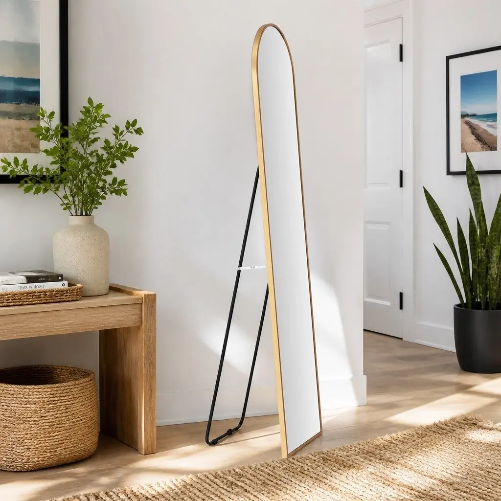 Full Length Mirror Arched Gold Frame 160cm Floor Standing Dressing for Bedroom