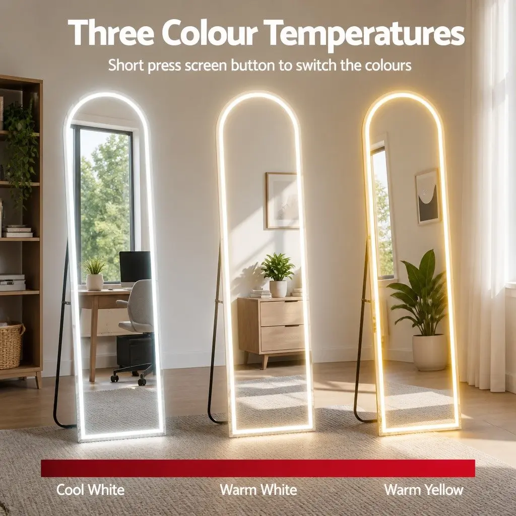 LED Full Length Mirror 160cm Arched Floor Standing Wall Mounted Dressing Mirror