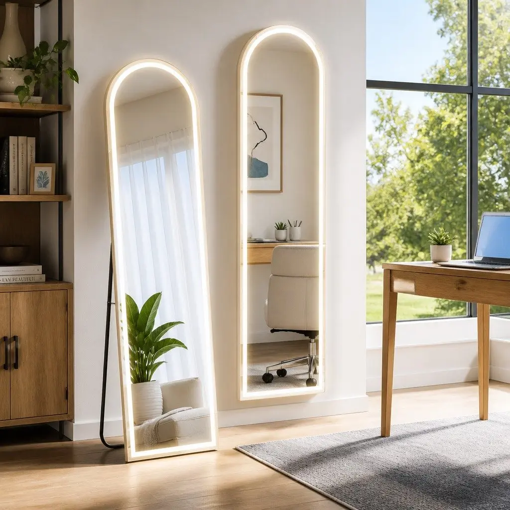 LED Full Length Mirror 160cm Arched Floor Standing Wall Mounted Dressing Mirror