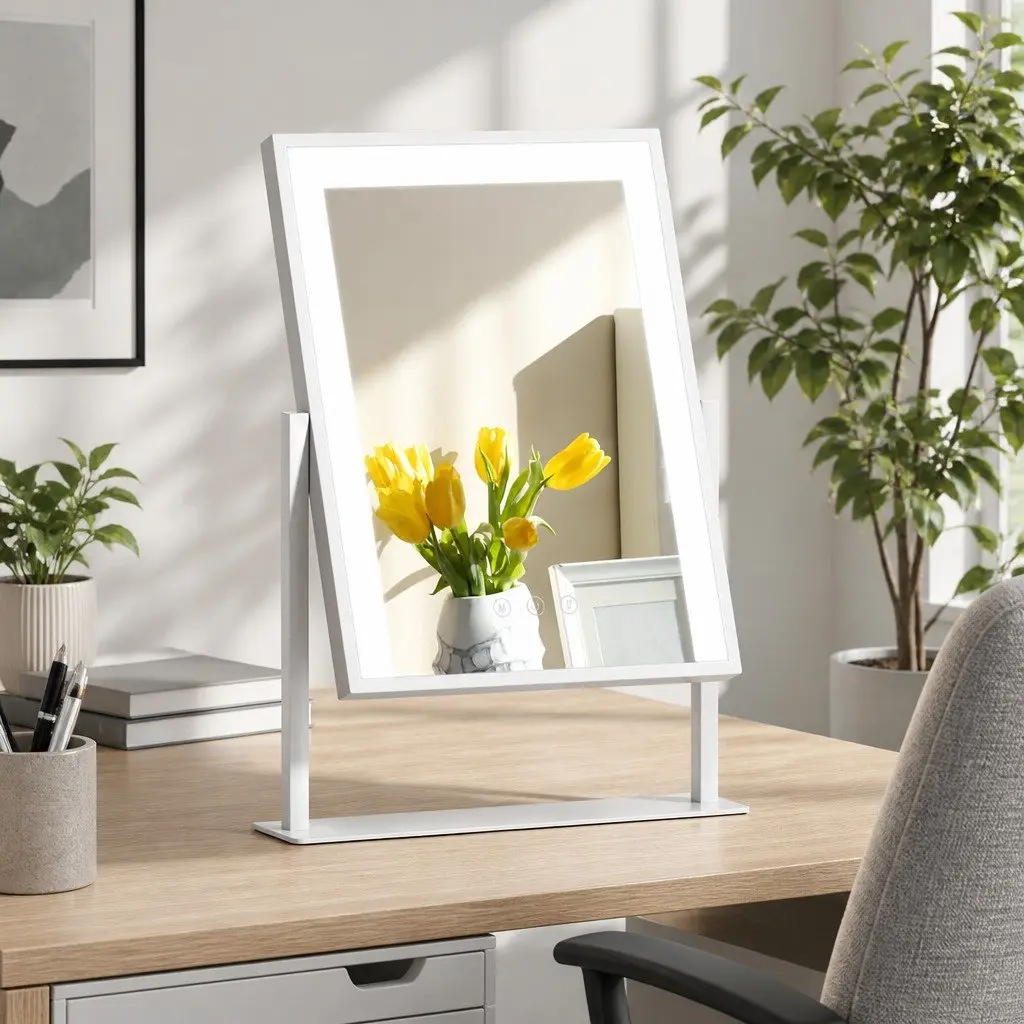 Makeup Mirror LED Light Touch Control Rotatable 30x40cm White