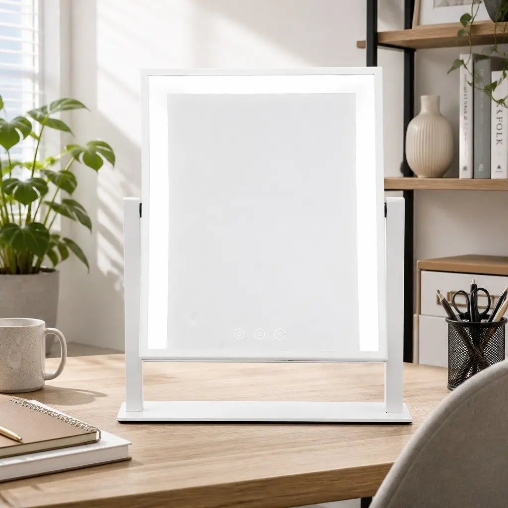 Makeup Mirror LED Light Touch Control Rotatable 30x40cm White