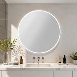 Round LED Wall Mirror 90cm Bathroom Vanity Light Makeup Home Decor White
