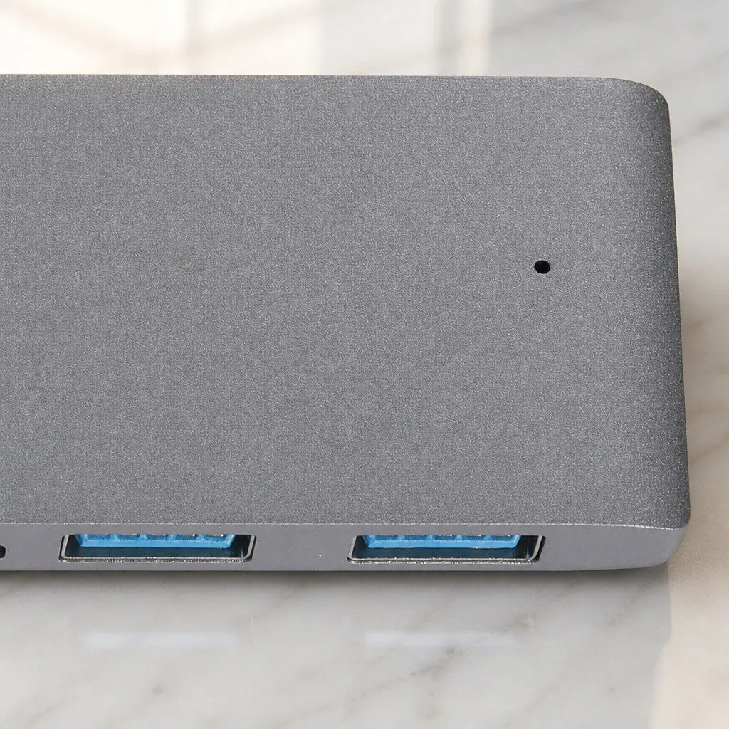 USB 3.0 Type-C Hub Aluminium Alloy 6 Port Grey Rapid Data Transfer Adapter