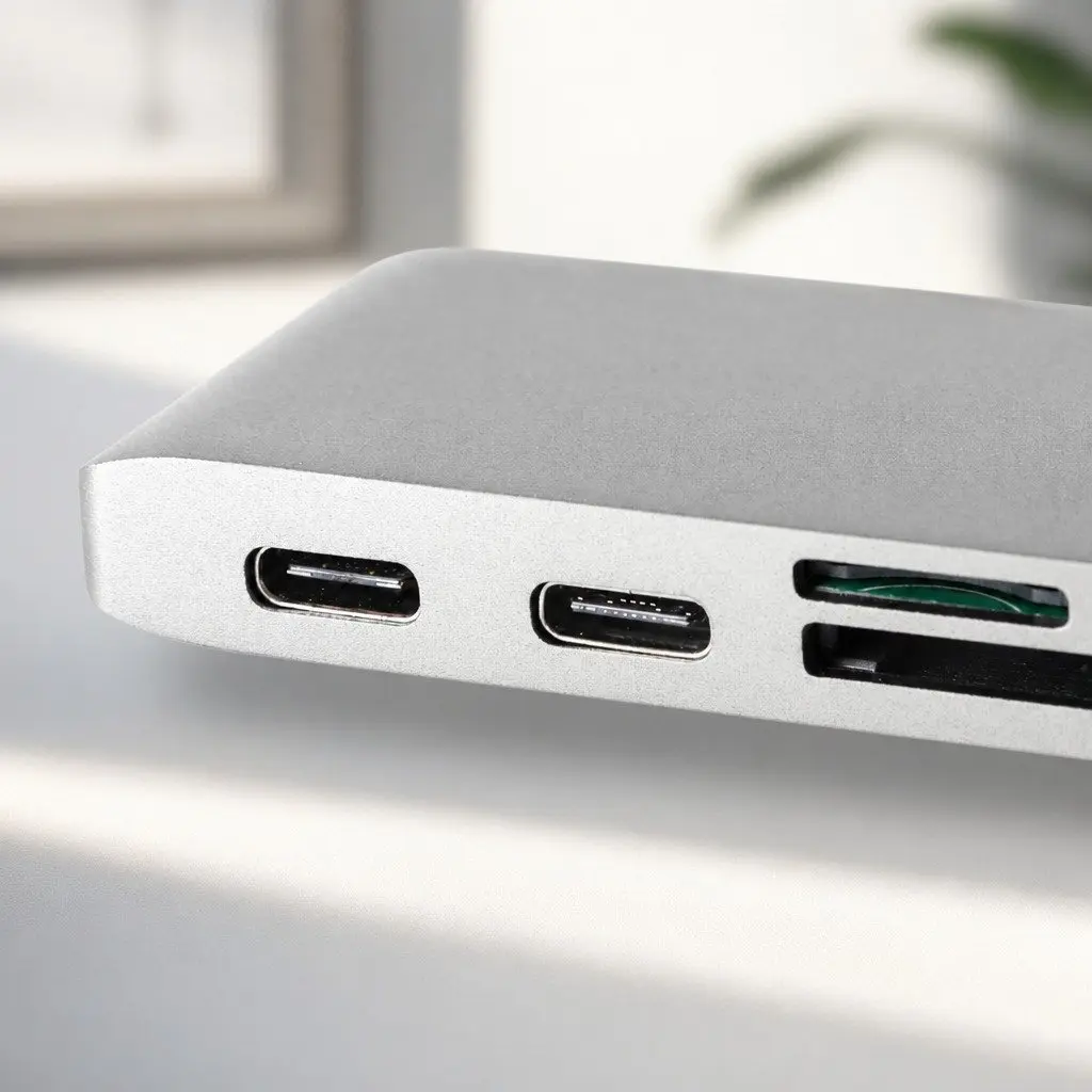 6 Port USB Type-C Hub Adapter Aluminium Silver
