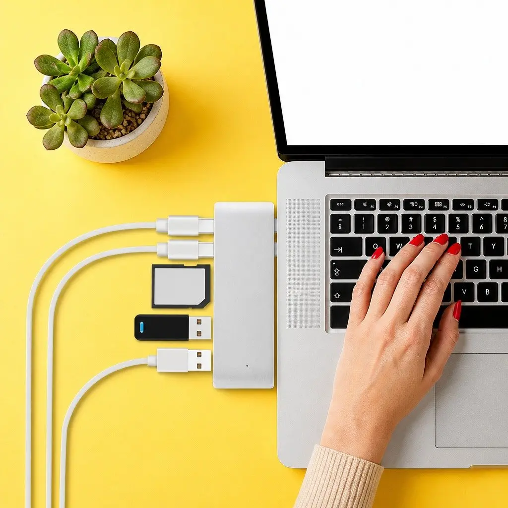 6 Port USB Type-C Hub Adapter Aluminium Silver