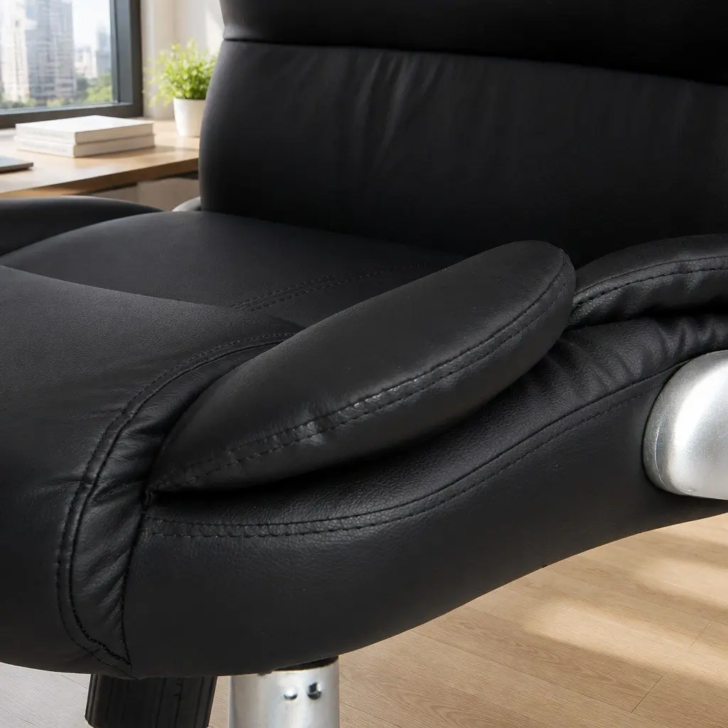 Massage Chair PU Leather High Back 8 Point Vibration Black