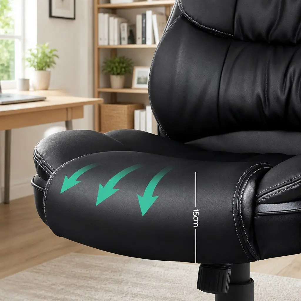 Massage Office Chair 8 Point Heated Seat Executive High Back Black PU Leather
