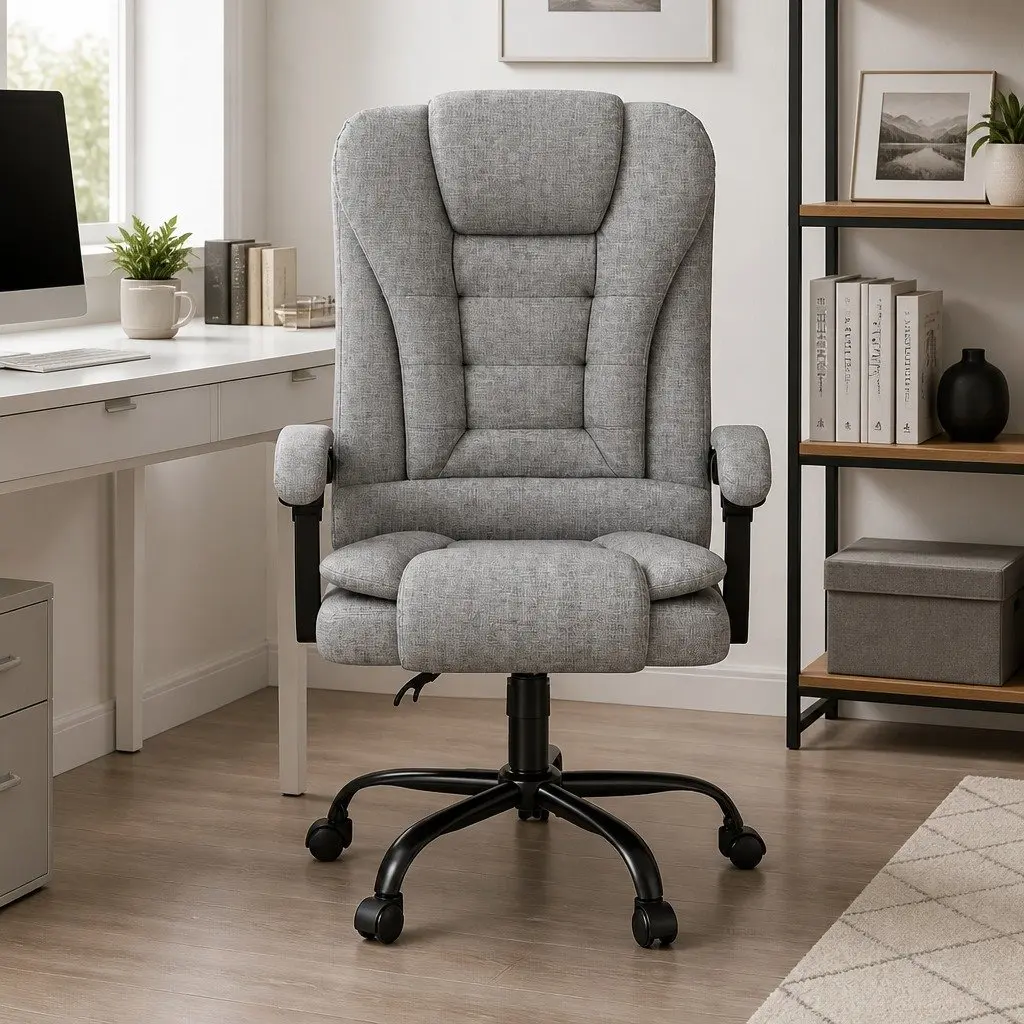 Executive Office Chair Grey Ergonomic Massage 4-Point Adjustable Recline Swivel