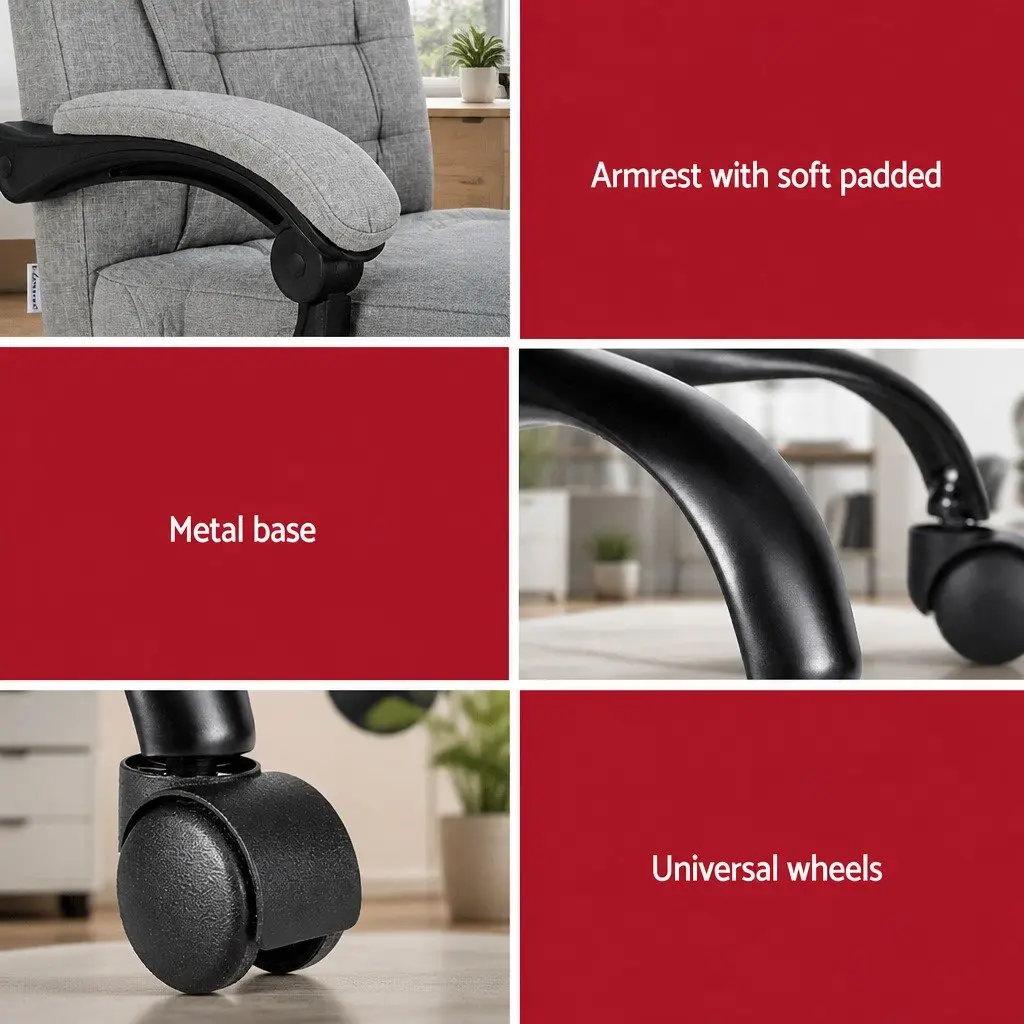 Executive Office Chair Grey Ergonomic Massage 4-Point Adjustable Recline Swivel