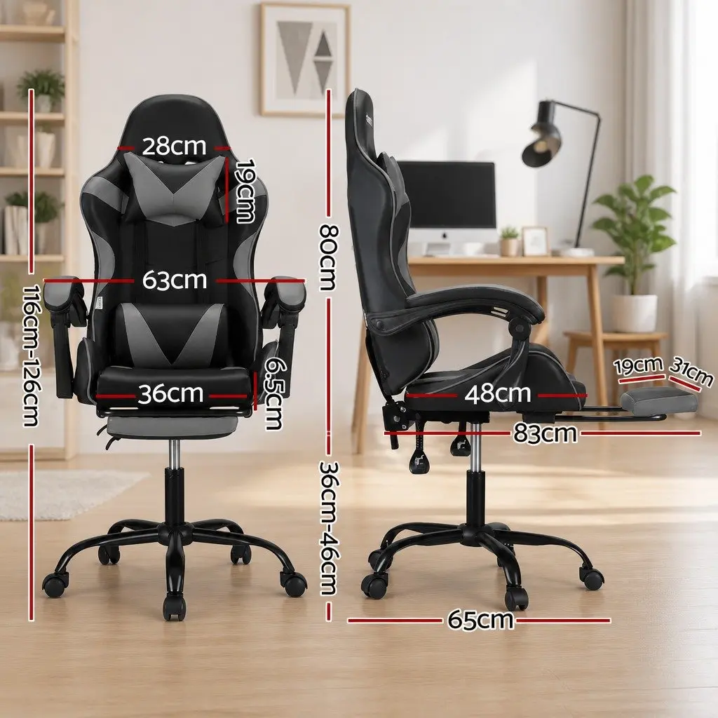 Massage Chair Ergonomic PVC Leather 360 Degree Rotating Grey or Black