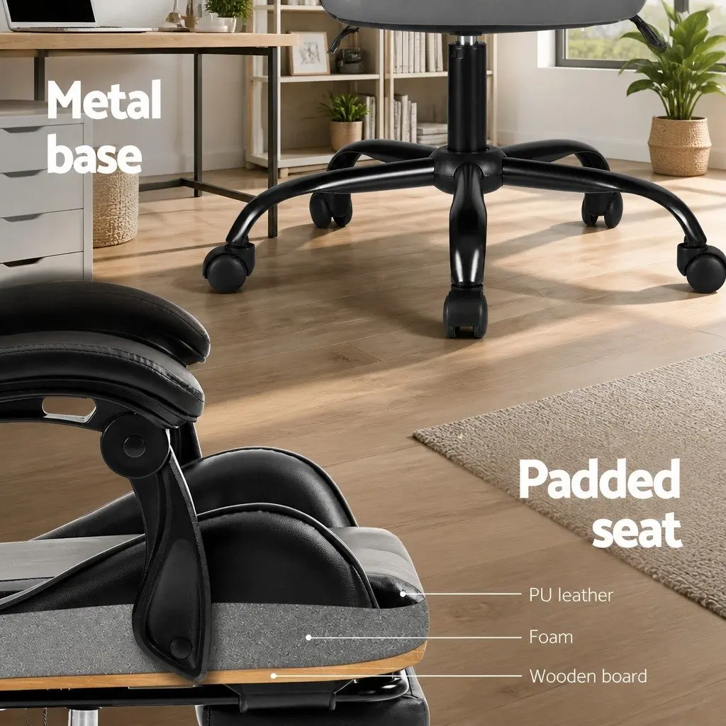 Massage Chair Ergonomic PVC Leather 360 Degree Rotating Grey or Black