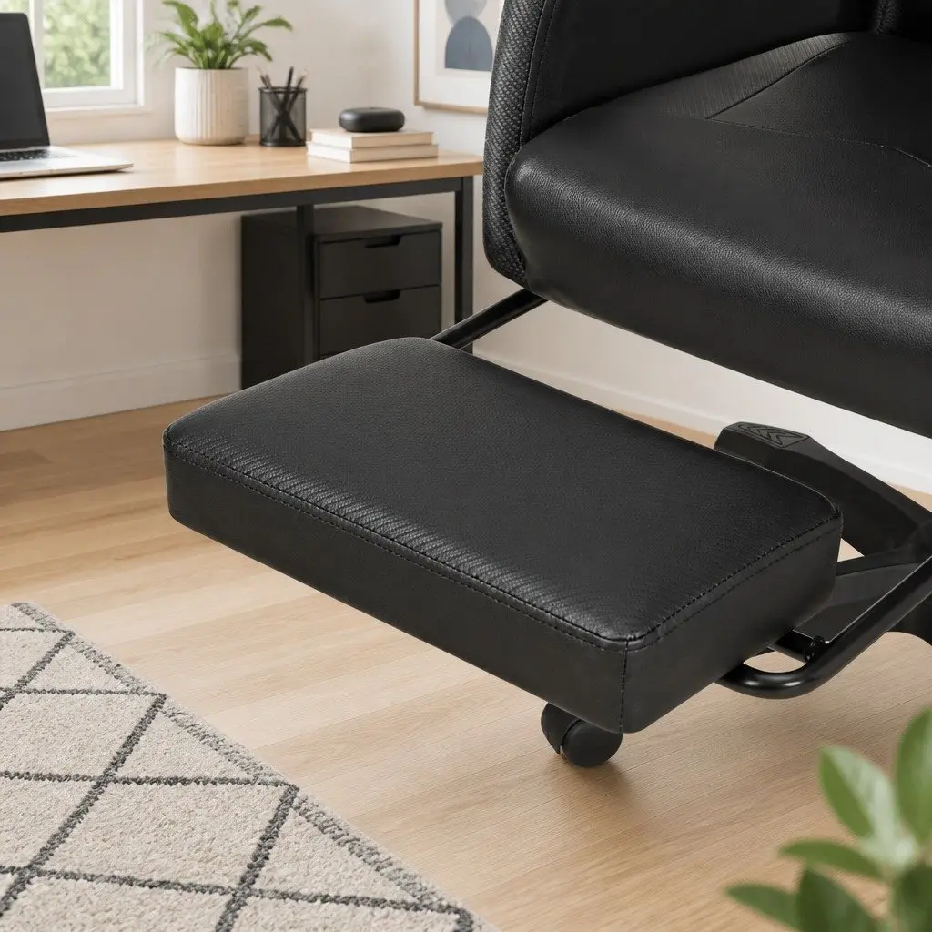 Gaming Chair Ergonomic PU Leather Black 6 Point Vibration Massage with 7 LED Footrest Recliner