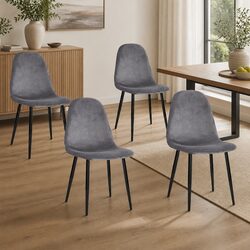 Practical Set of 4 Curved Velvet Dining Chairs