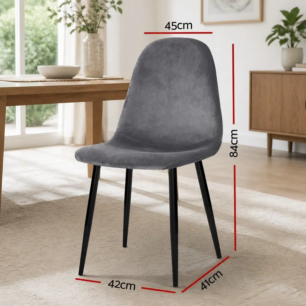 Dining Chairs Velvet Dark Grey Curved Slope Seat Set of 4