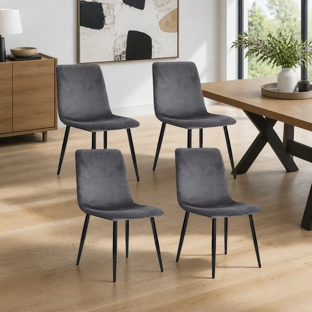 Set of 4 Velvet Dining Chairs for Home Use