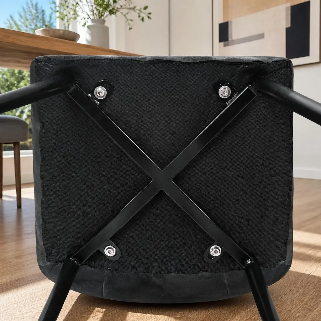 Dining Chairs Velvet Iron Frame 45cm W x 42cm D x 86cm H Dark Grey Set of 4