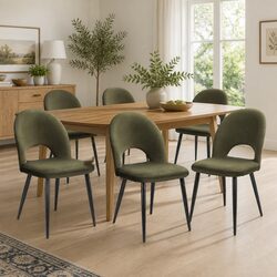 6-Piece Green Velvet Dining Chair Set for Everyday Use