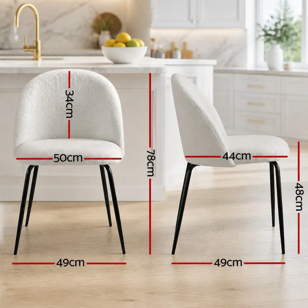 Dining Chairs Sherpa Boucle White Modern 4 Piece