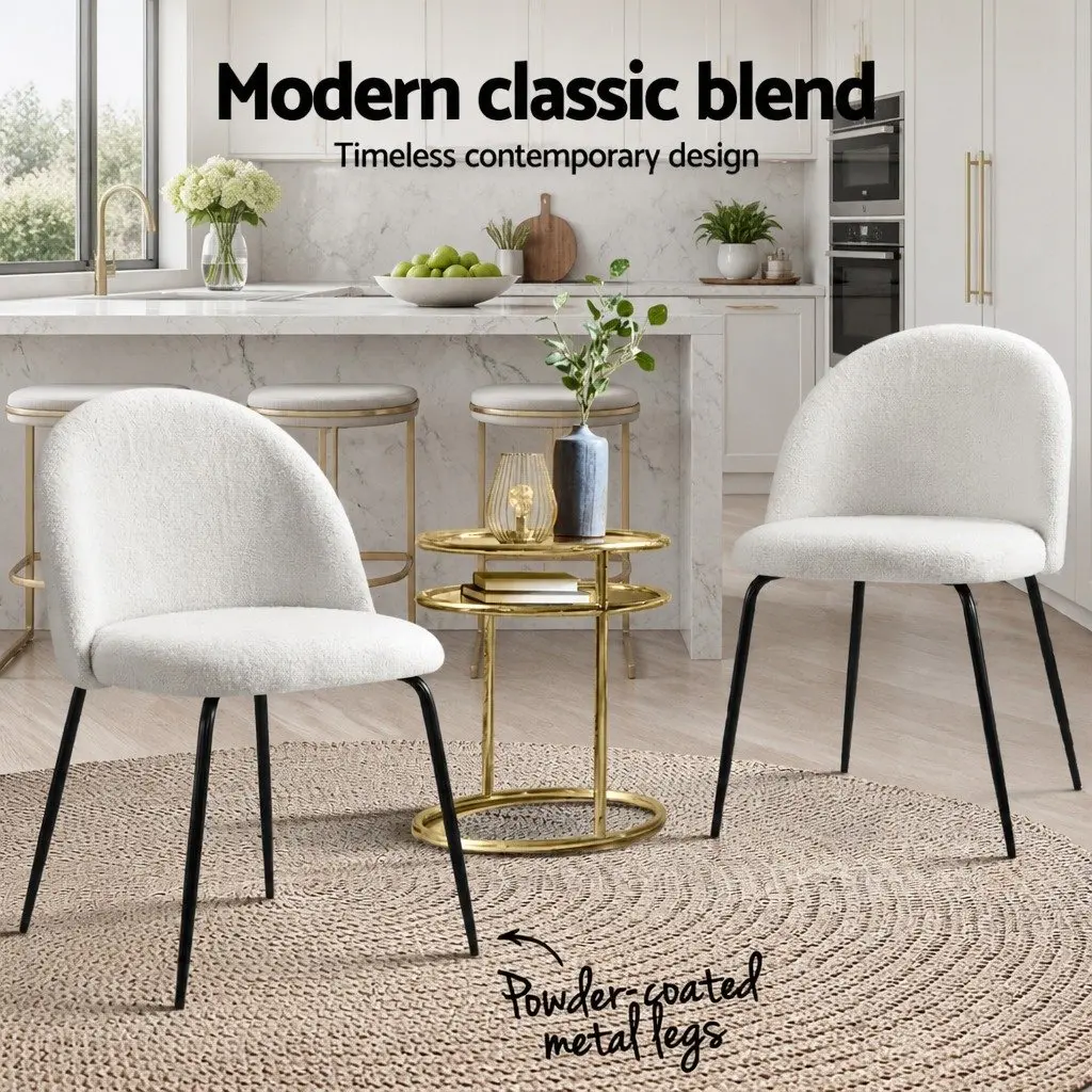Dining Chairs Sherpa Boucle White Modern 4 Piece