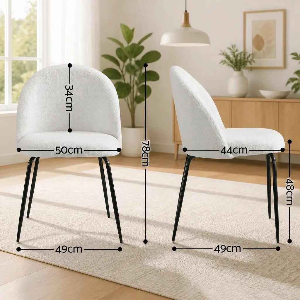 Dining Chairs Sherpa Fabric Winged Backrest 49cm x 49cm x 78cm White Set of 6