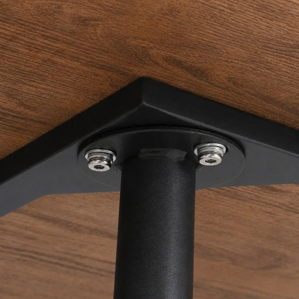 Dining Table Rectangular MDF 120CM Natural Wood Grain Black Steel Legs