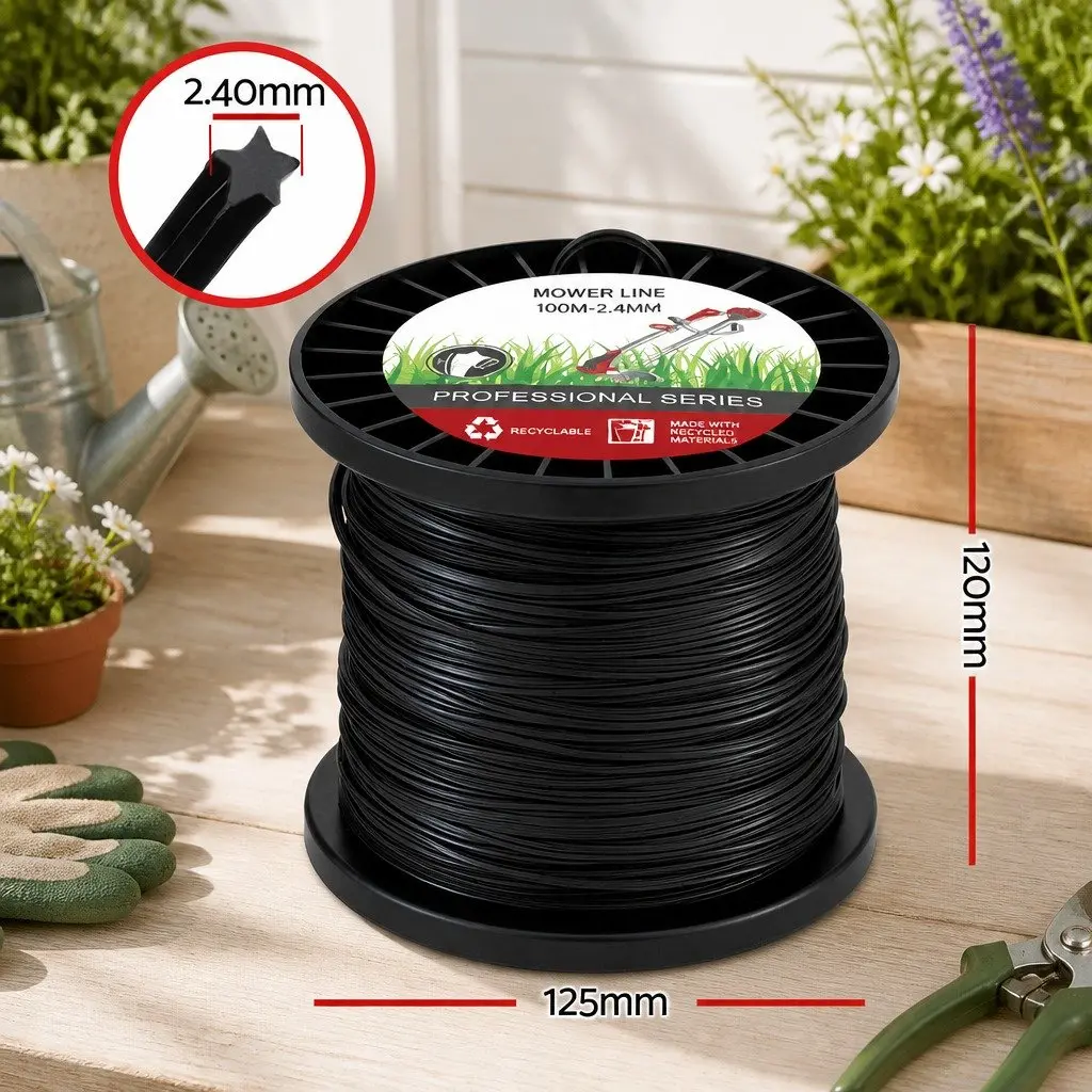 Trimmer Line PA6 Nylon 100M 2.4mm Black