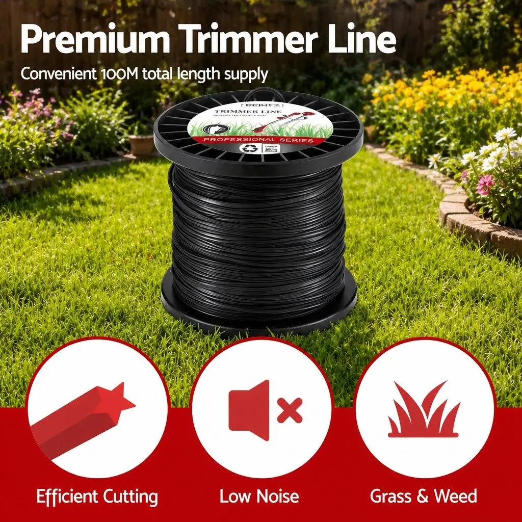 Trimmer Line PA6 Nylon 100M 2.4mm Black