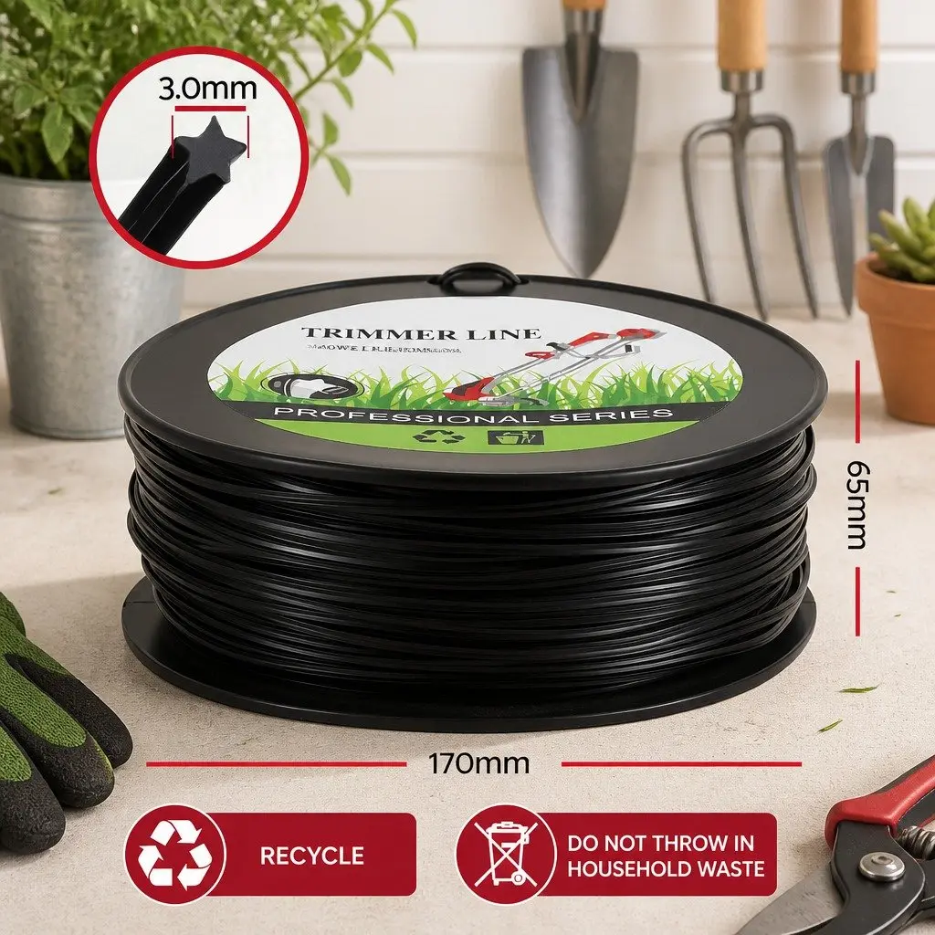 Trimmer Line PA6 Nylon 100M 3.0mm Star Black