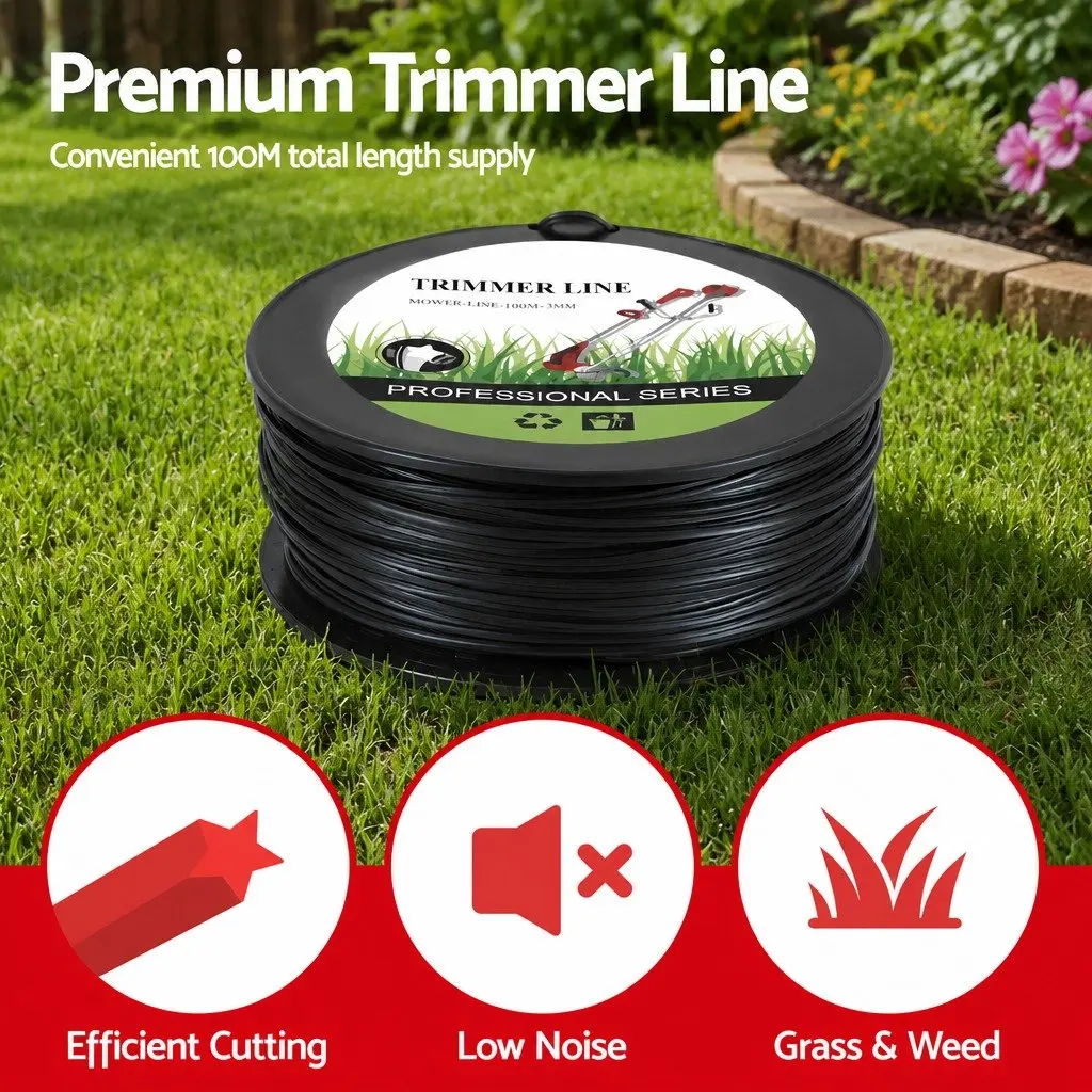 Trimmer Line PA6 Nylon 100M 3.0mm Star Black