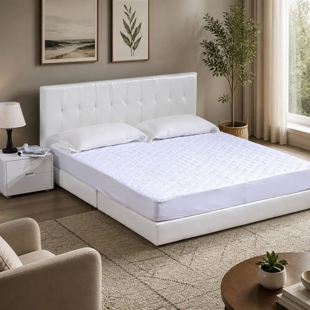 Fitted Mattress Protector Microfiber King Single White Waterproof Dust Mite Prevention