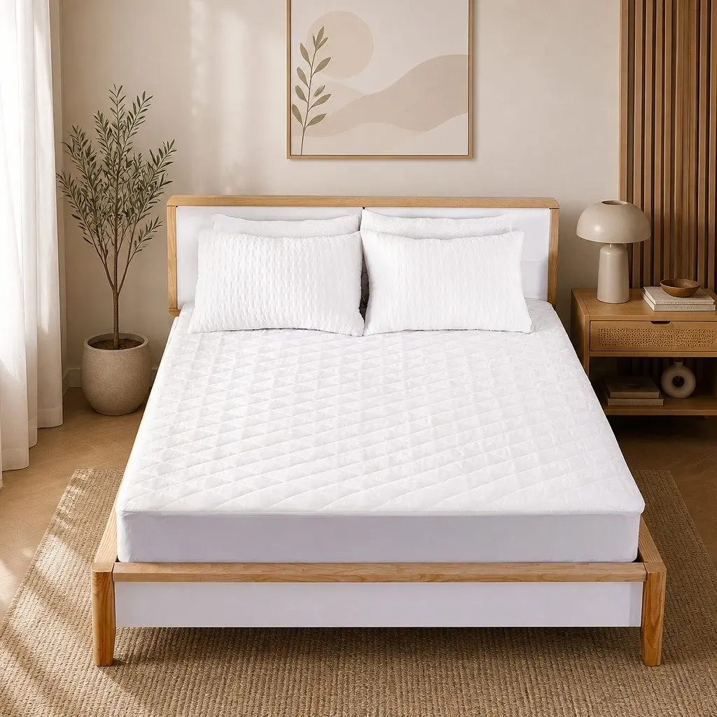 Fitted Mattress Protector Microfiber King Single White Waterproof Dust Mite Prevention
