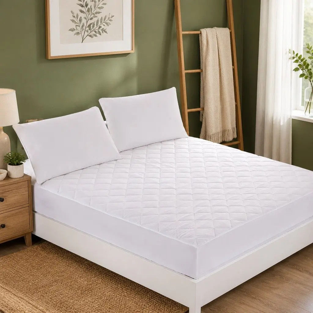 Fitted Mattress Protector Microfiber King Single White Waterproof Dust Mite Prevention
