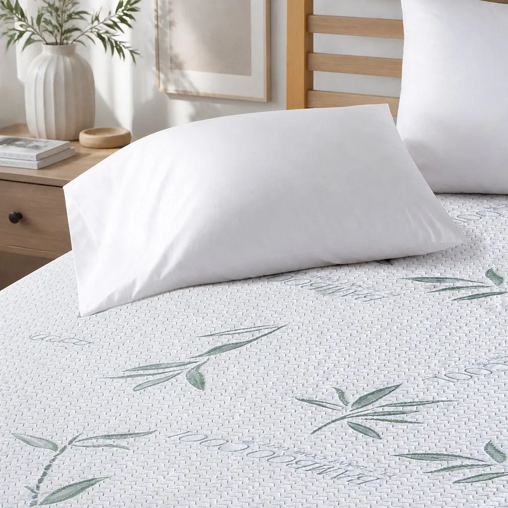 King Single Fitted Mattress Protector Waterproof Breathable White Dust Mite Allergen