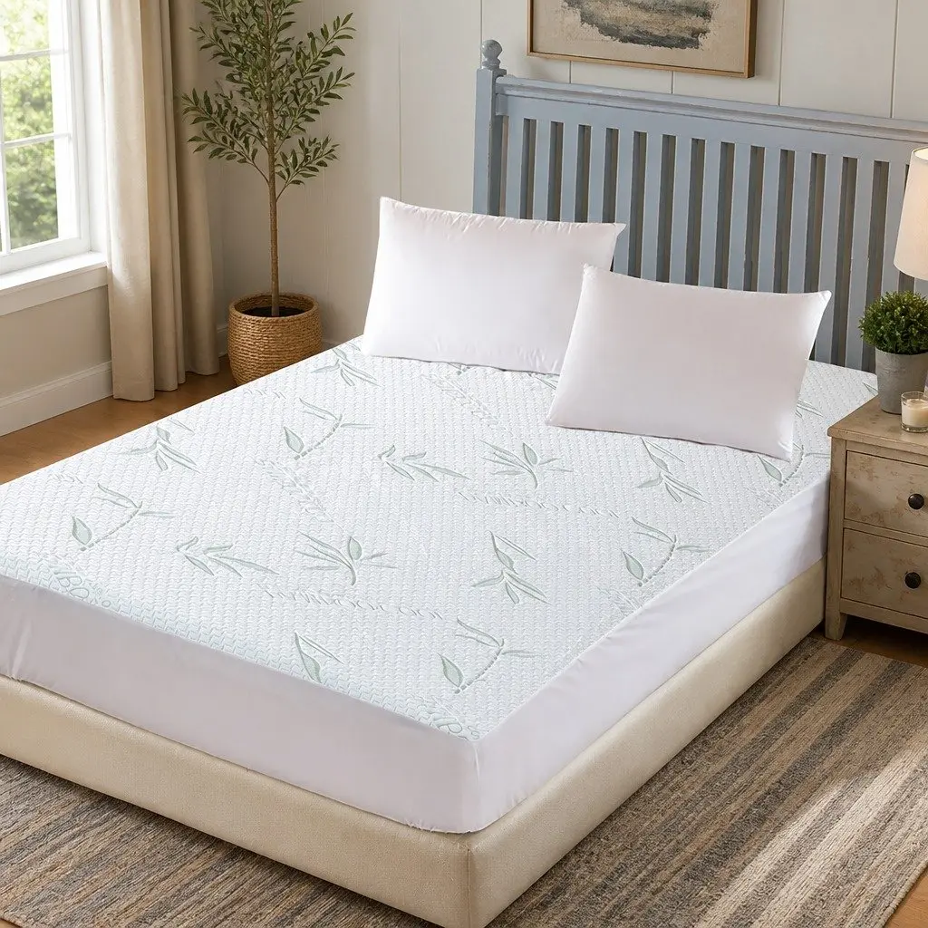 King Single Fitted Mattress Protector Waterproof Breathable White Dust Mite Allergen