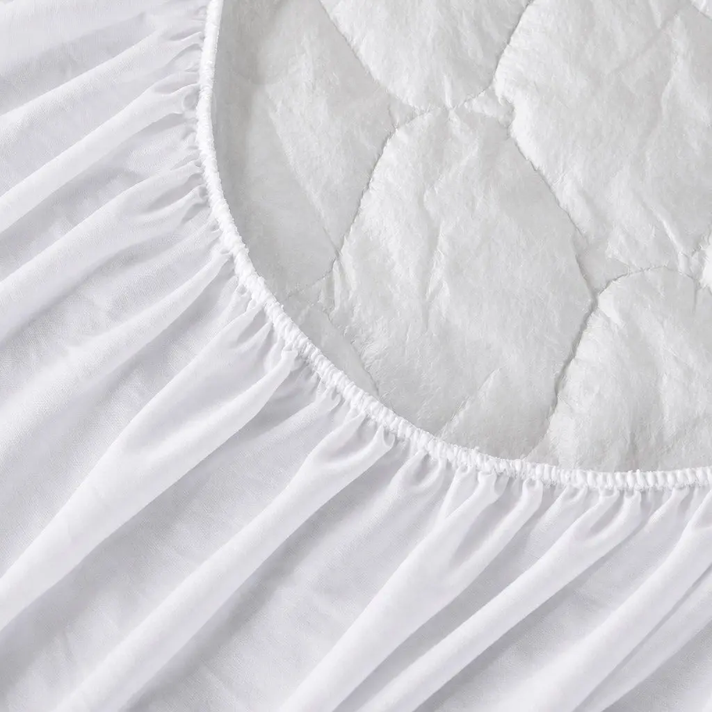 Mattress Protector Bamboo Fibre Quilted Waterproof Fitted 40cm Elastic King Single White
